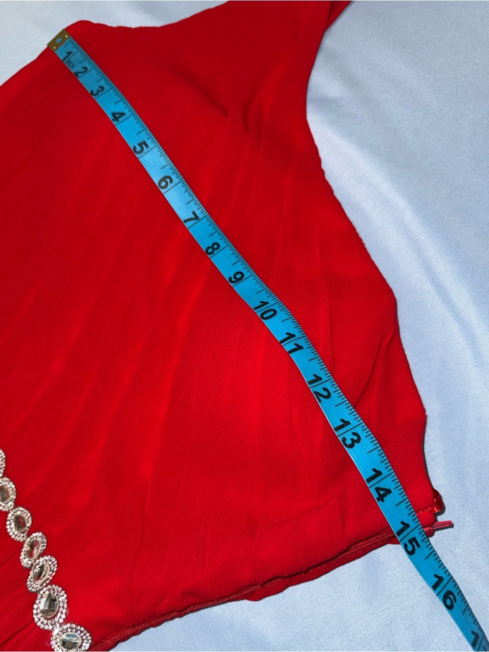 ❤️ Red One-Shoulder Rhinestone High-Low Formal Dress ❤️ - Picture 4 of 8